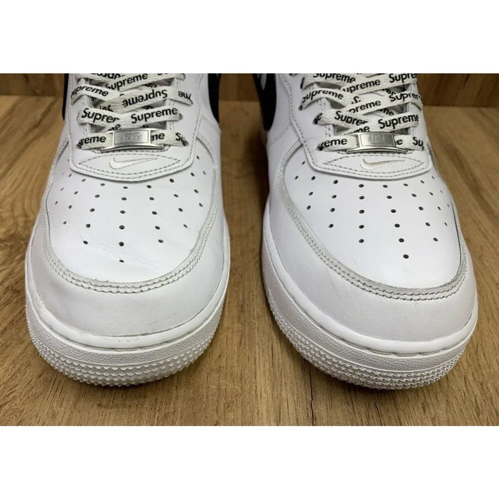 Nike Air Force 1 Low Supreme Sneaker Shoes CU9225-102 White Black Men Size 10.5